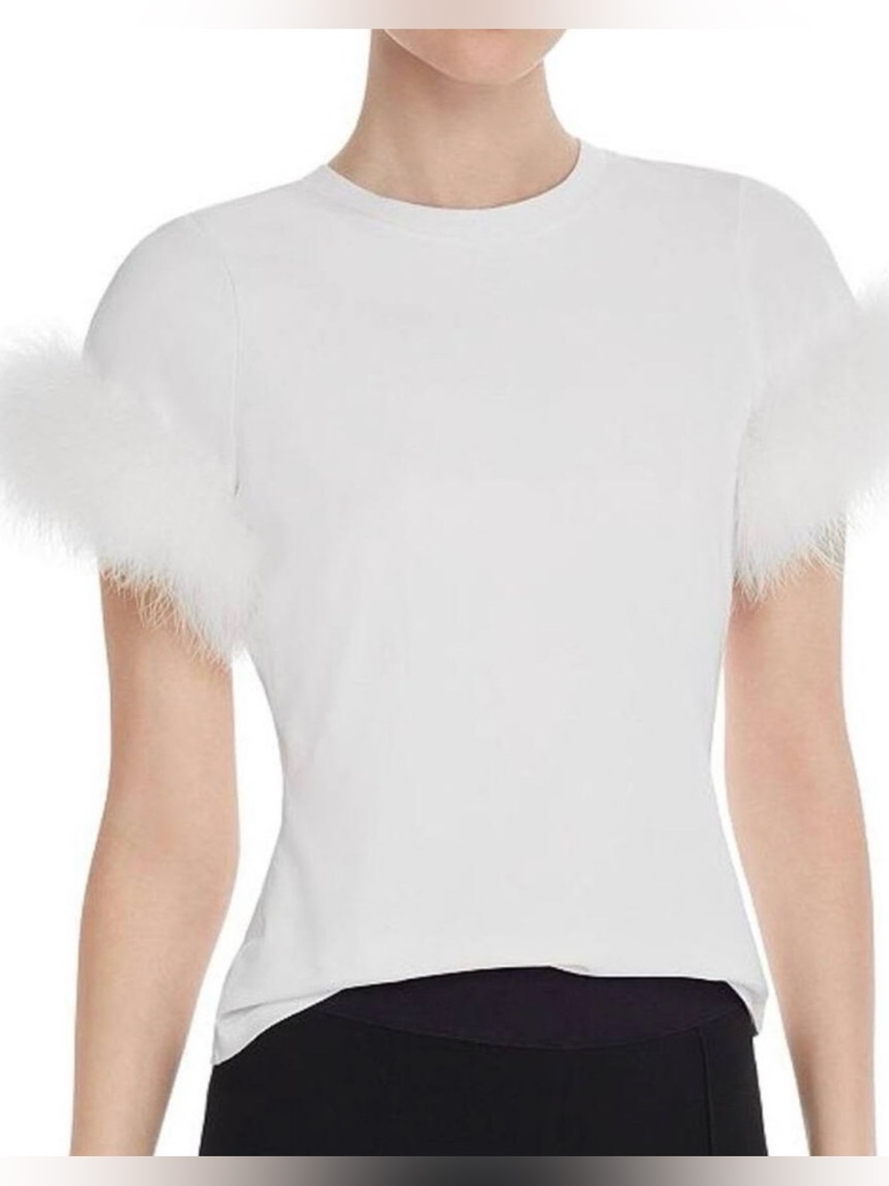 cinq a sept Zoie Feather Trimmed Tee